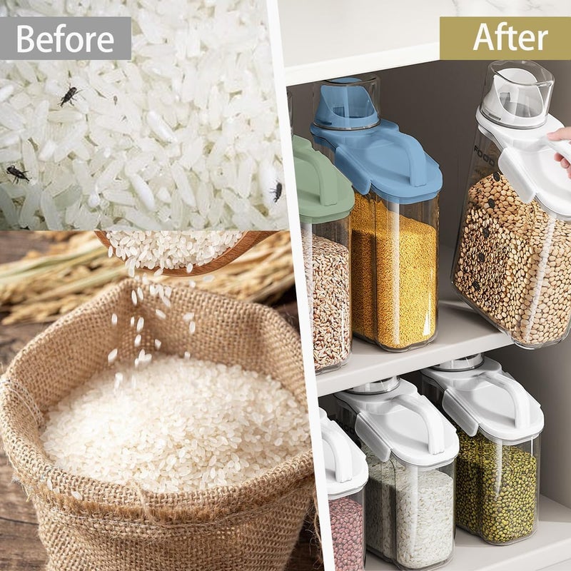 GLITZEN Cereal Containers Storage 2L Airtight Large Dry Food Storage Containers with Pouring Spout Measuring Cup for Flour and Grain BPA Free Dispenser Plastic Bin Multicolour PACK OF 3 - Image 5