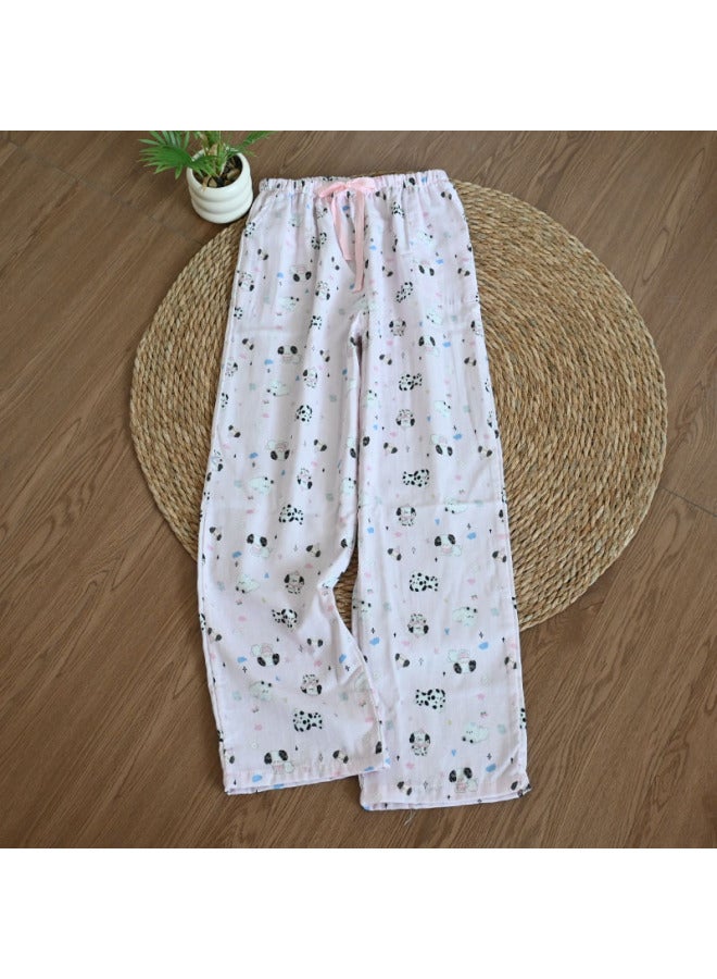 Summer New Arrival Pajama Pants Pink Cartoon Cat Print Loose Home Thin Cartoon Casual Trousers For Outer Wearing For Walking