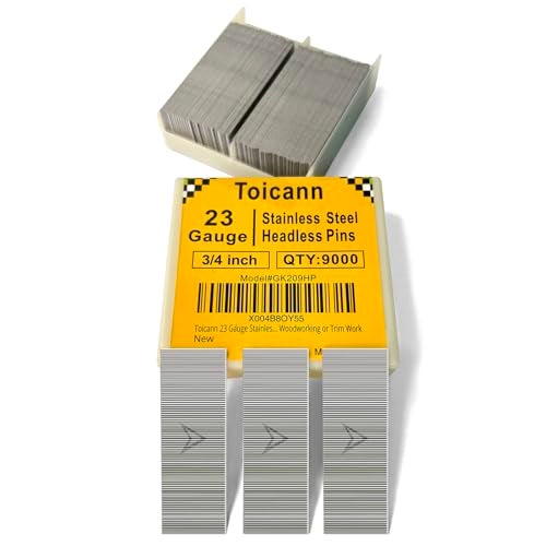Toicann 23 Gauge Stainless Steel Pinner Nails 9000 pcs Headless Pin Nails for 23 GA Pneumatic or Electric Pinner or Pin nail gun, Ideal for Fine Woodworking or Trim Work (3/4"(9000 pcs)) - Image 1