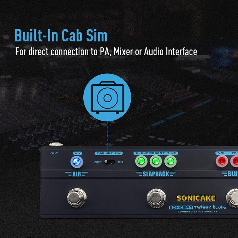 SONICAKE دواسة جيتار متعددة التأثيرات: أوفردرايف، ضاغط، تأخير، ريفرب، دواسة جيتار تويغي بلوز، بلوز عتيق، نغمة روك ريترو مع محاكاة كاب - Image 4