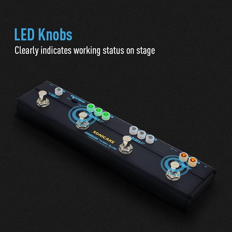SONICAKE دواسة جيتار متعددة التأثيرات: أوفردرايف، ضاغط، تأخير، ريفرب، دواسة جيتار تويغي بلوز، بلوز عتيق، نغمة روك ريترو مع محاكاة كاب - Image 5