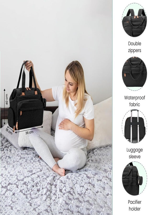 Dravina Diaper Bag for Moms with Large 10-Compartment Storage, Insulated Pockets, Shoe Compartment, Waterproof Baby Bag | Premium Shoulder Strap for On-the-Go Moms, 40cm (Black) - Image 2