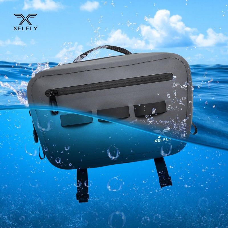 Xelfly Waterproof Fishing Waist Bag with Rod Holder, Padded Waist Straps & Gear Loops - Submersible Zipper, Rugged Top Handle, Adjustable Attachments (Gray) - Image 2