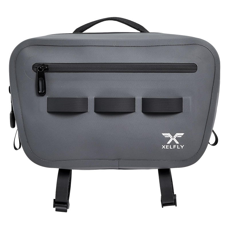 Xelfly Waterproof Fishing Waist Bag with Rod Holder, Padded Waist Straps & Gear Loops - Submersible Zipper, Rugged Top Handle, Adjustable Attachments (Gray) - Image 1