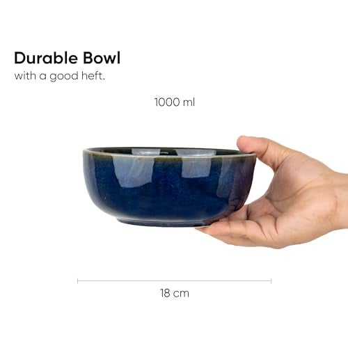 Shay Ceramic Medium Bowl Set, 18cm, 2 Pieces, Blue Green | Glossy Finish | Stoneware Ceramic Serving Bowls | Ceramic Bowl | Pasta Serving Plate (Medium Bowl Set of 2 - Blue Green) - Image 3