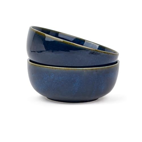 Shay Ceramic Medium Bowl Set, 18cm, 2 Pieces, Blue Green | Glossy Finish | Stoneware Ceramic Serving Bowls | Ceramic Bowl | Pasta Serving Plate (Medium Bowl Set of 2 - Blue Green) - Image 1