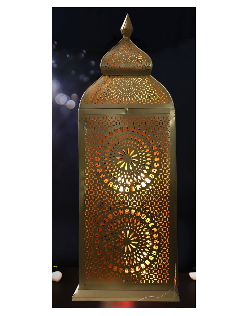 هلالفل فانوس شاكرا مصنوع يدويًا من هيلالفول، كبير جدًا | مناسب لغرفة المعيشة، غرفة النوم، والأماكن الخارجية | هدية مثالية لتزيين المنزل في رمضان، عيد الفطر، أعياد الميلاد، حفلات الزفاف، وحفلات الانتقال إلى منزل جديد | حديد | ذهبي - Image 2