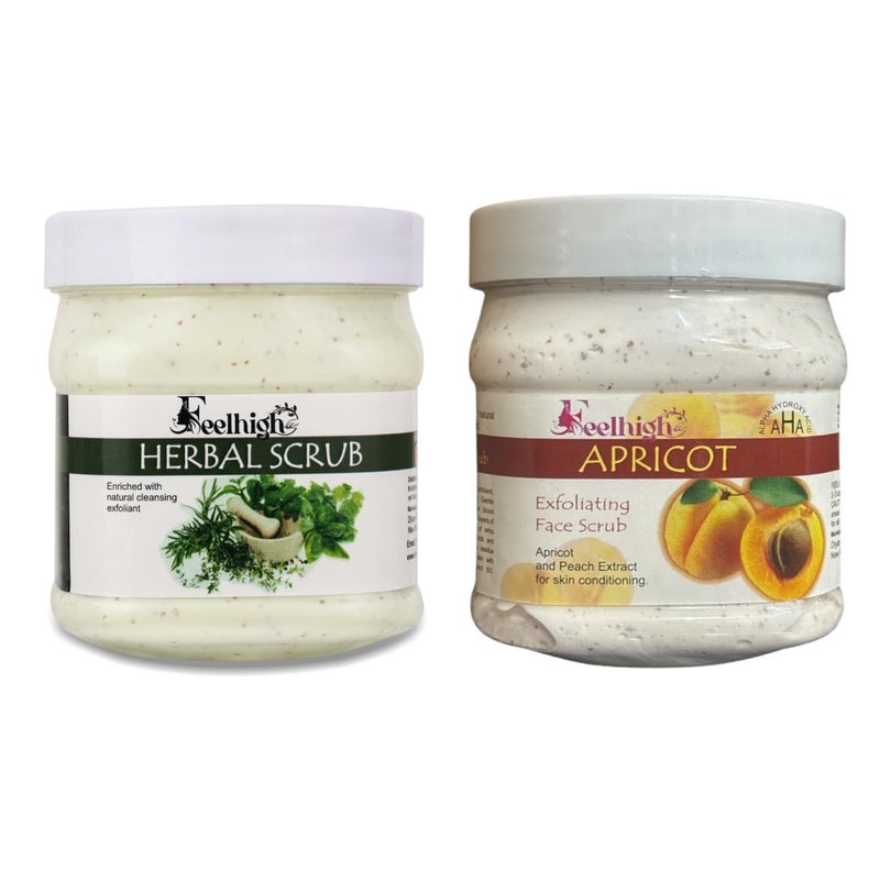 FEELHIGH Face  Body Herbal Scrub Helps to Hydration to The Skin Enriched Natural Cleansing Exfoliant500ml and Apricot Scrub Enriched with Apricot  Peach Extract Skin Conditioning Scrub 500ml - Image 1