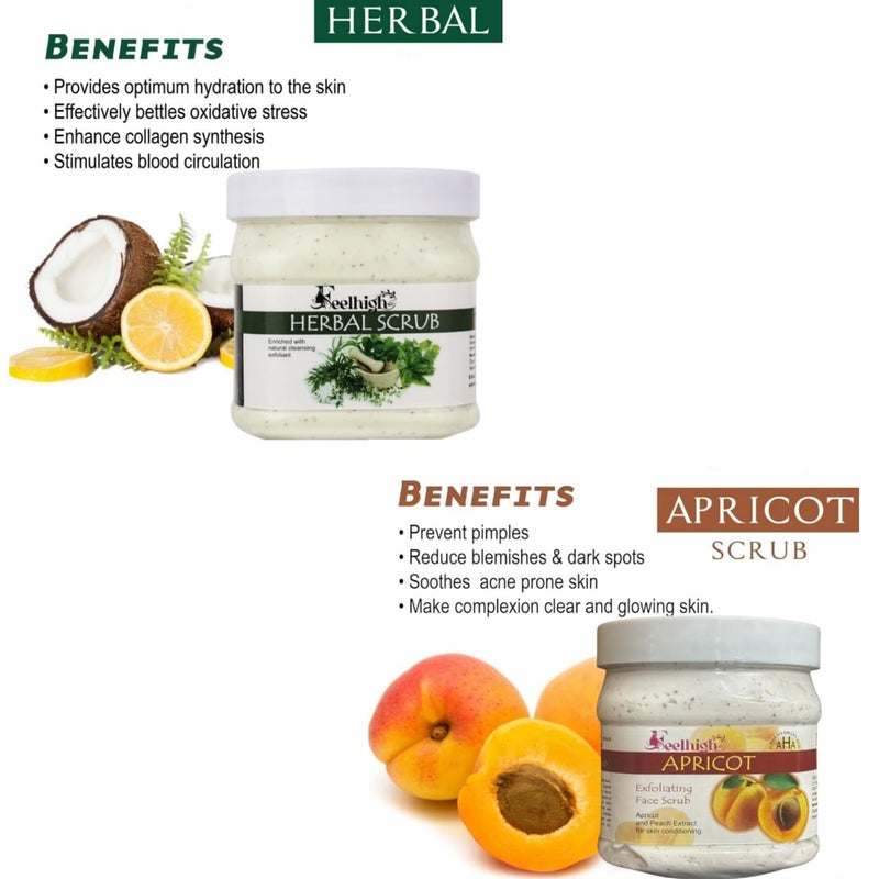 FEELHIGH Face  Body Herbal Scrub Helps to Hydration to The Skin Enriched Natural Cleansing Exfoliant500ml and Apricot Scrub Enriched with Apricot  Peach Extract Skin Conditioning Scrub 500ml - Image 2