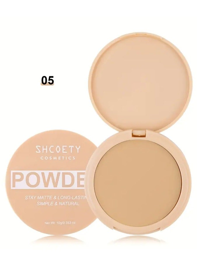 SHCOETY بودرة مضغوطة مات مرطبة لجميع ألوان البشرة، 5 درجات، تغطية متوسطة، تحكم طويل الأمد في الزيت، توحيد لون البشرة، لجميع أنواع البشرة، الوزن الصافي ≤300غ #5 - Image 1