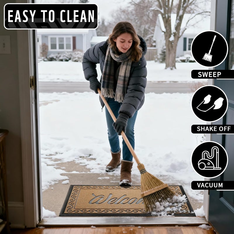 Yimobra Welcome Mat Outdoor Indoor, Waterproof Heavy Duty Front Door Mat Outside Entrance, Extra Sturdy Non-Slip Doormat, Low Profile, Dirt Trapping, 36x24 Inches, Yellow - Image 4
