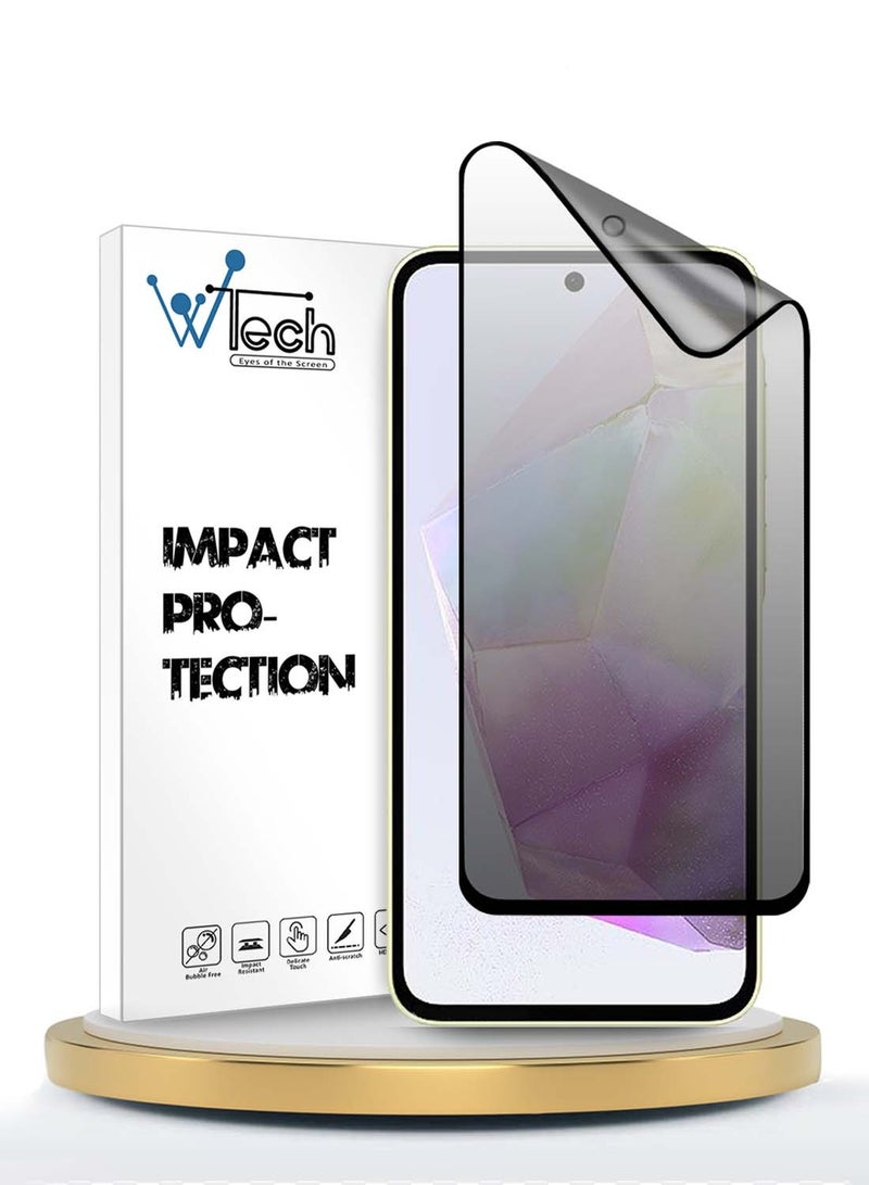Wtech Samsung Galaxy A36 5G 2024 Premium Nano Ceramic Privacy Full Glue Full Cover Matte Flexible Screen Protector - Clear/Black - Image 1