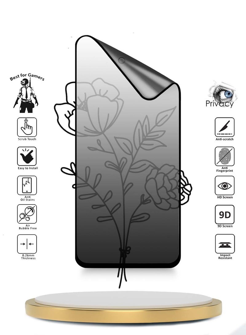 Wtech Samsung Galaxy A36 5G 2024 Premium Nano Ceramic Privacy Full Glue Full Cover Matte Flexible Screen Protector - Clear/Black - Image 2