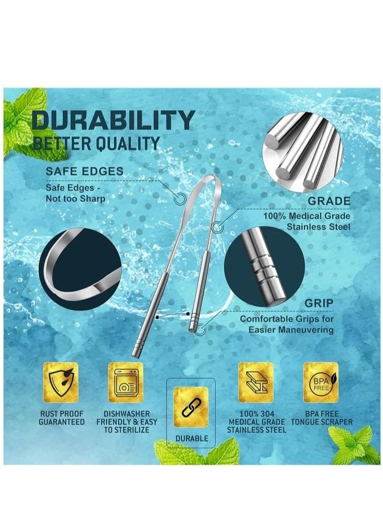 Generic Stainless Steel Tongue Cleaner Set – 3-Pack Tongue Scraper for Oral Hygiene – Rust-Free, Reusable, and Easy to Clean  - Image 4