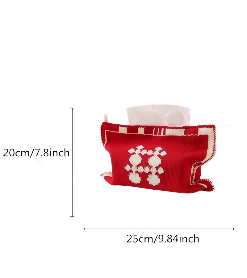 Red Tissue Box In Fabric Storage For Home Car Use - Image 4