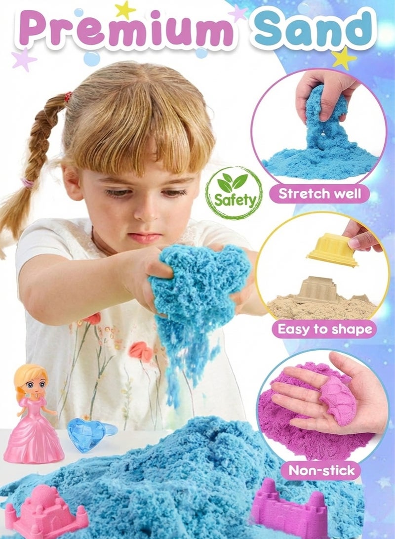 Paka Rabbit Children's Sand  Toy Set  2kg Magic Sand and 90 Beach Molds Sand Tray Safe Boys Girls Clay Plasticine Creative Handmade Sand with Storage Box Great for Indoor and Outdoor Use Playing is fun and can develop skills.(4 colors) - Image 4