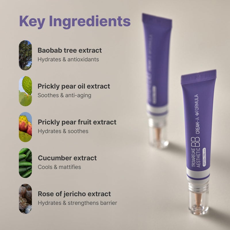 TROIAREUKE Aesthetic BB Cream A+ Formula (21 Beige) SPF50+ PA+++, Lightweight Blemish Balm, Tinted Moisturizer with Medium Coverage, Lasting Foundation Makeup Base for Oily Skin | Korean Beauty Makeup - Image 3