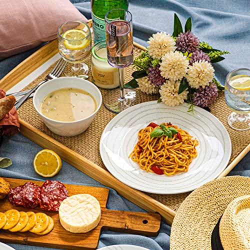 BZYOO BPA-Free Dishwasher Safe 100% Melamine Plastic Plate & Bowl Set Casual dining Indoor and Outdoor Dining Party (12 PCS Dinnerware set, Service for 4, white planet) - Image 5