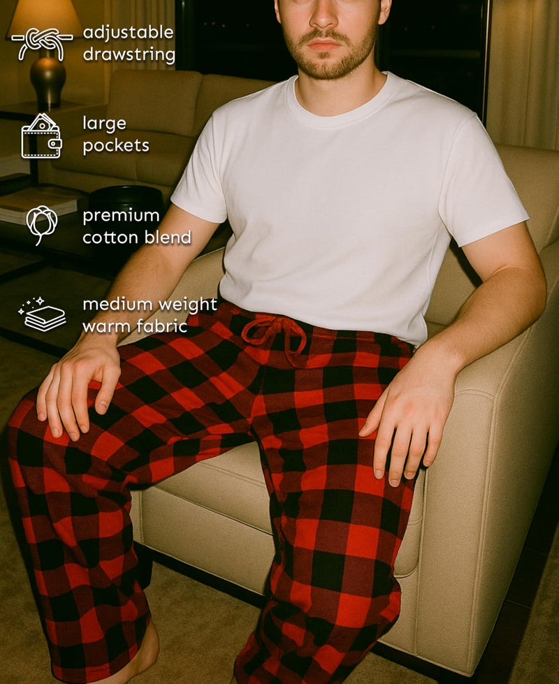 Andrew Scott Mens All Season Lounge Pants | Woven Light Brush Broadcloth | Cotton Blend PJ Bottoms|Multi Packs - Image 4