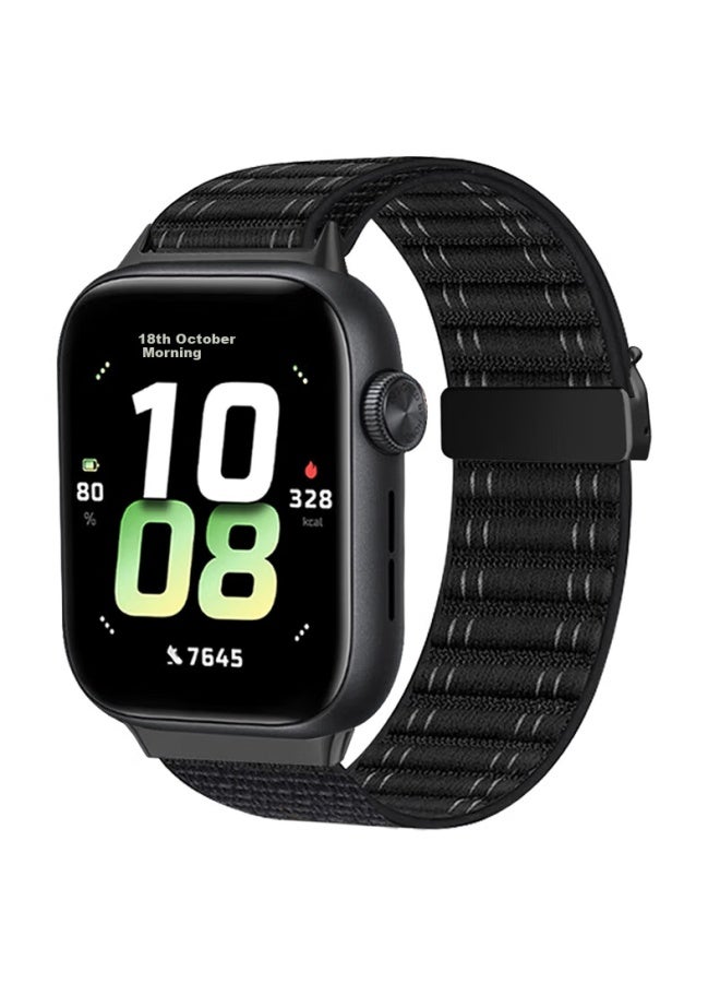 Freeson Nylon Woven Loop Breathable Business Replacement Wristband For Honor Watch 5 With Parachute Buckle, Smart Sports Watch Band [Black] 22Mm Interface - Image 2
