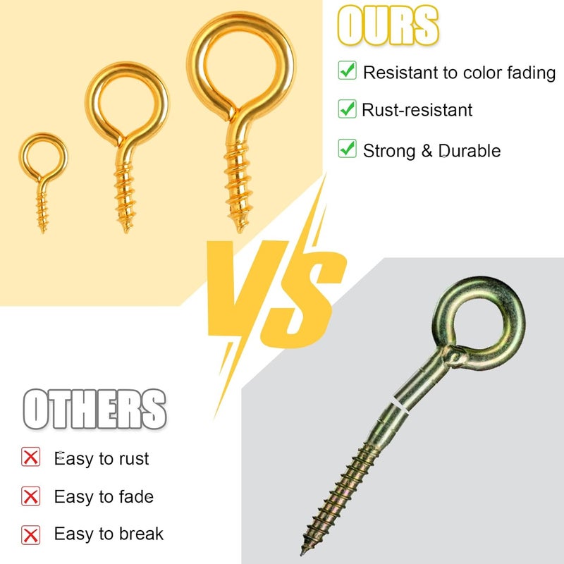 Romeda 720PCS Small Screw Eye Pins, 3 Styles of Mini Eye Screws, Eyelet Pins Hooks for DIY Crafts, Art Projects, Tiaras and Jewelry Making - Gold - Image 3