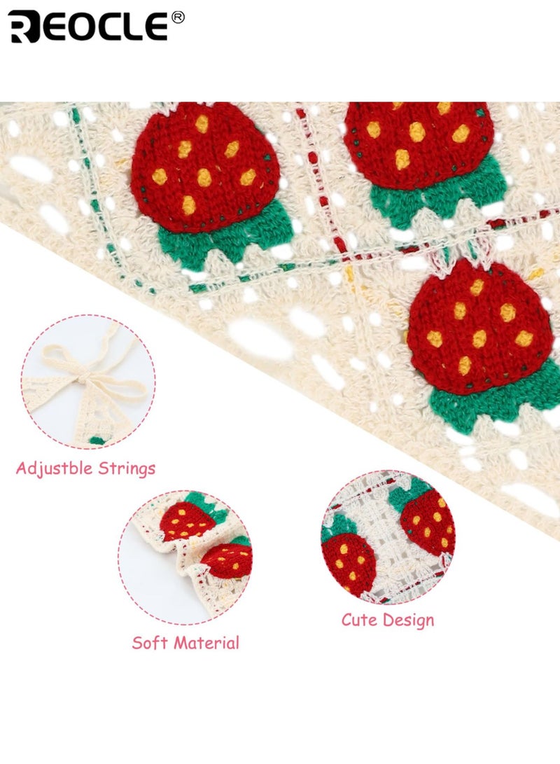ريوكل عصابة رأس مثلثة كروشيه للنساء من قطعتين بتصميم ريفي فرنسي وأسلوب فني، إكسسوار شعر بوهو للنساء بملمس ناعم للارتداء في الهواء الطلق - Image 4