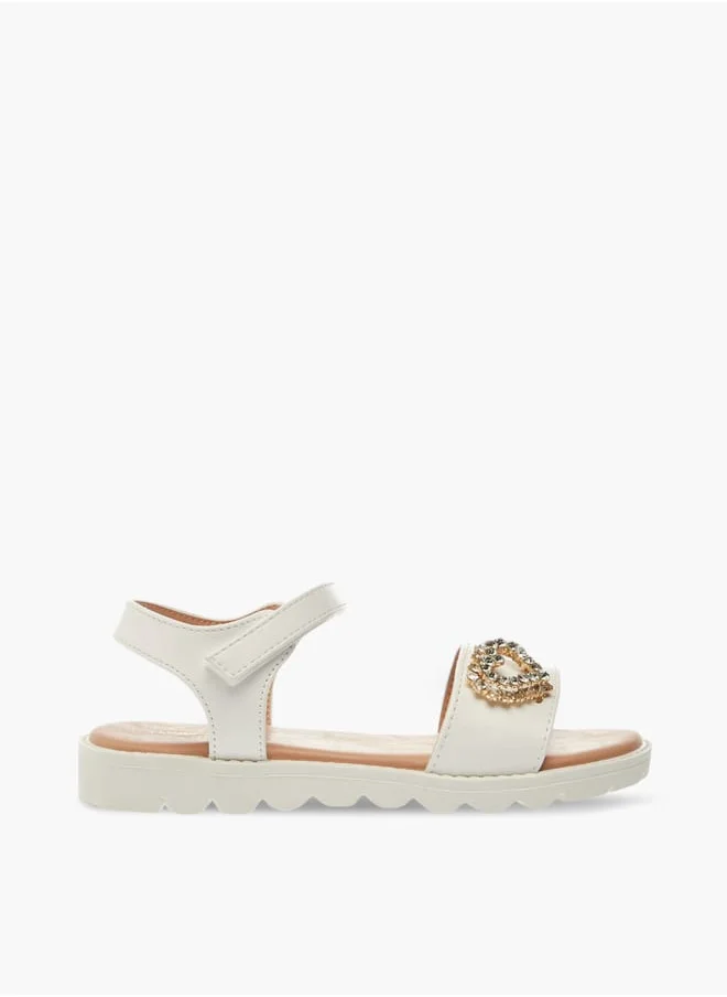 فلورا بيلا من شو إكسبرس Girls Heart Accent Sandals With Hook And Loop Closure
