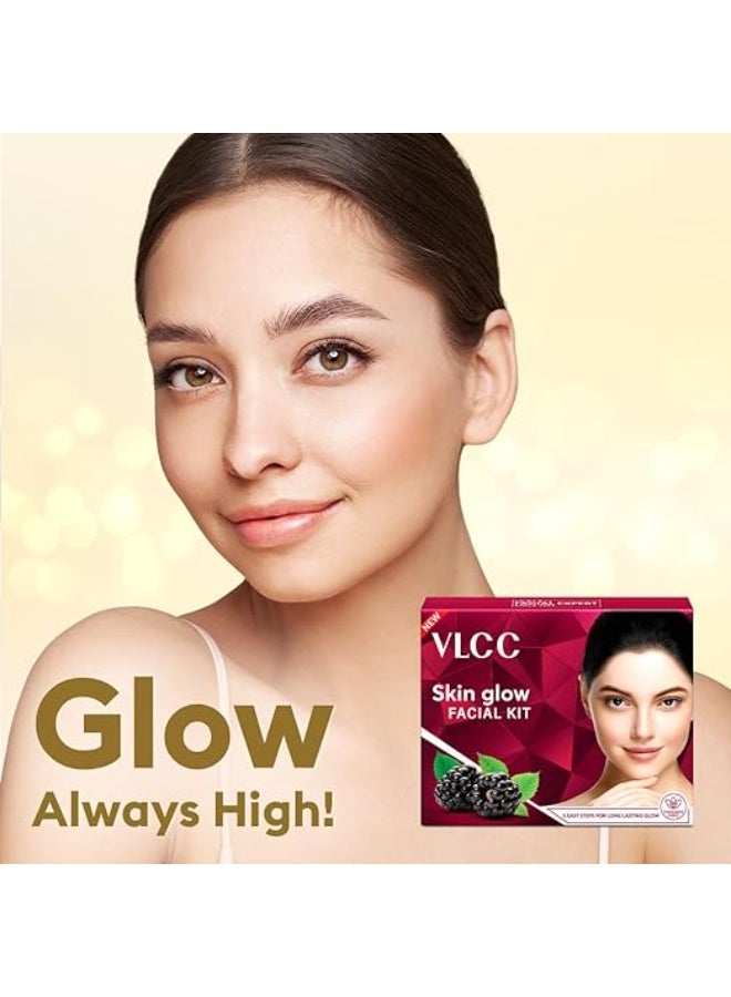 VLCC Glow Facial Kit - 25g X 3 (75g) (Pack of 3) | Promotes Cell Renewal, Helps Brighten Complexion, Even Tone Skin | Smoothens Uneven Skin Texture | With Aloe Vera, Cucumber, Saffron & Mulberry - Image 3