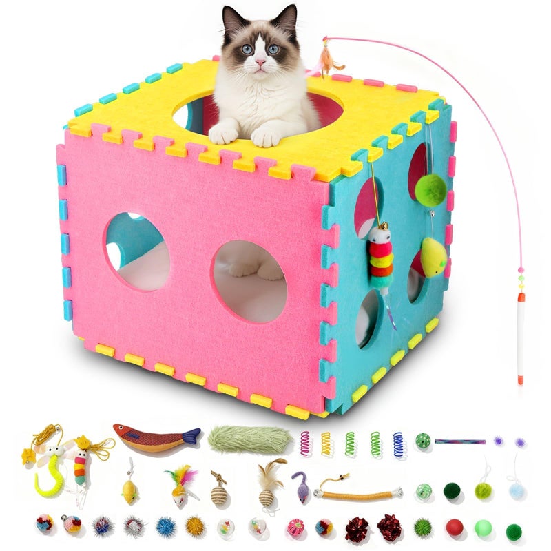 MOYMO 41 Pcs Interactive Cat Toys for Indoor Cats Kitten Toys with Soft Pillow Catnip Toys Chew Rope Feather Wand Springs and Balls for Indoor Kittens - Image 2