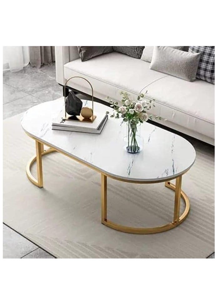 ترابيزه اتتريه هيكل ستيل ذهبى سطح رخام ابيض