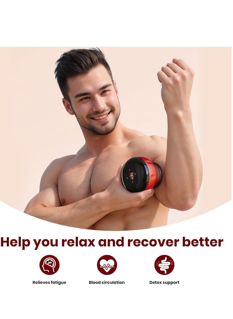 JAJEEK - 4-in-1 Smart Dynamic Cupping Therapy Set – Vacuum Therapy Machine, Cellulite Massager with 12-Level Temperature & Suction, Gua Sha Massage Tool (Red) - Image 1
