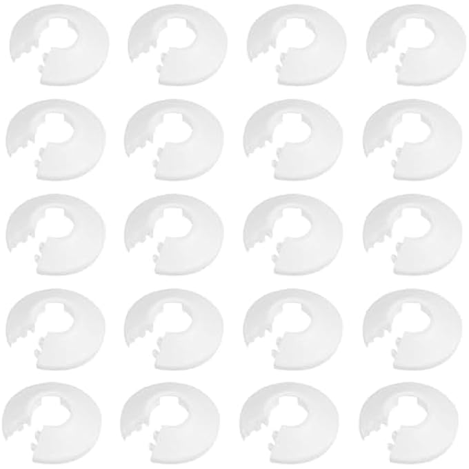 PACK OF 20 SINGLE HEATING PIPE ROSETTE PIPE COLLARS RADIATOR PIPE COVERS PLASTIC PIPE COVER ROSETTES HEATING PIPE COVER FOR RADIATOR PIPES HEATING PIPES (WHITE) - Image 2