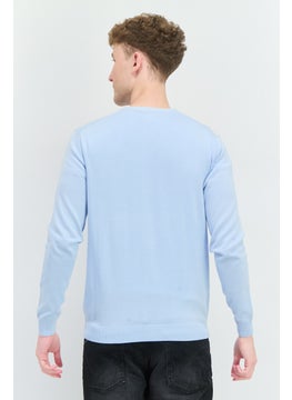 Sorbino Men V-Neck Ribbed Cardigan, Light Blue  - Image 4