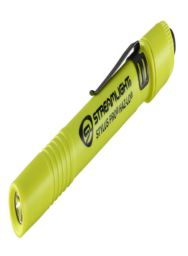 Streamlight 66300 Stylus Pro HAZ-LO 105-Lumen Intrinsically Safe Pen Light for Industrial Workers, Inspectors, Technicians and First Responders with 2 AAA Batteries, Hi-Viz Yellow - Image 1