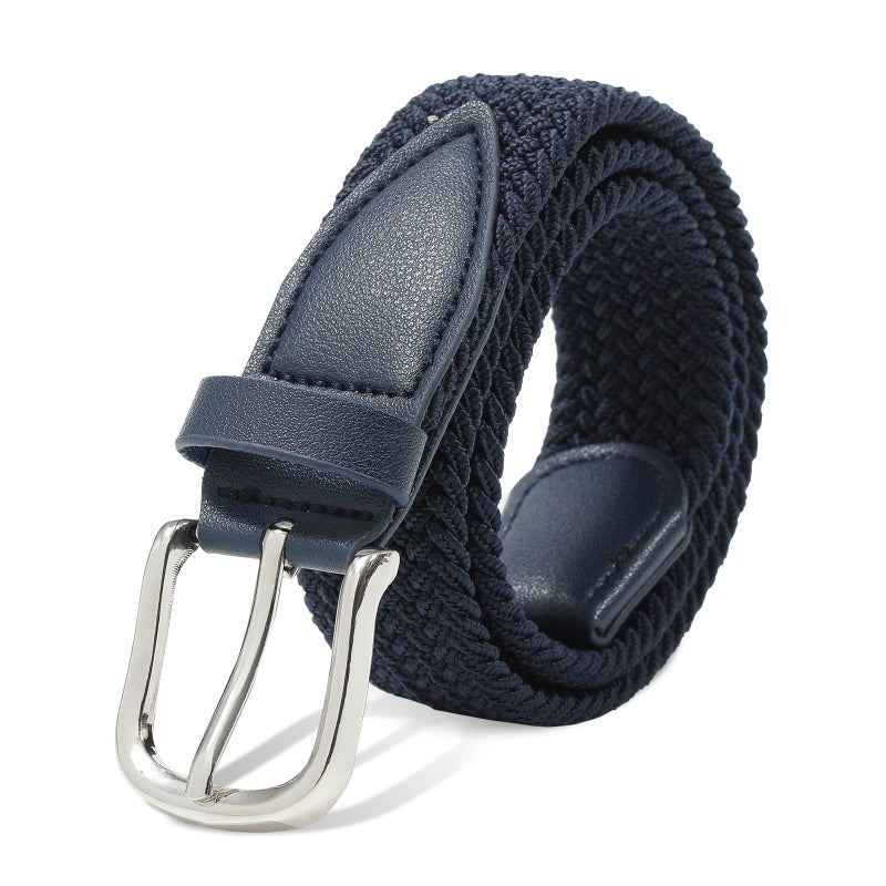 AWAYTR Kids Elastic Braided Belt - Pin Buckle Stretch Golf Baseball Belts for Boys and Girls Aged 4-12 Years (Navy blue) - Image 4