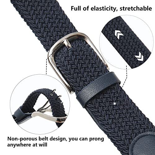 AWAYTR Kids Elastic Braided Belt - Pin Buckle Stretch Golf Baseball Belts for Boys and Girls Aged 4-12 Years (Navy blue) - Image 2