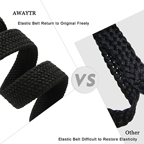 AWAYTR Kids Elastic Braided Belt - Pin Buckle Stretch Golf Baseball Belts for Boys and Girls Aged 4-12 Years (Navy blue) - Image 3