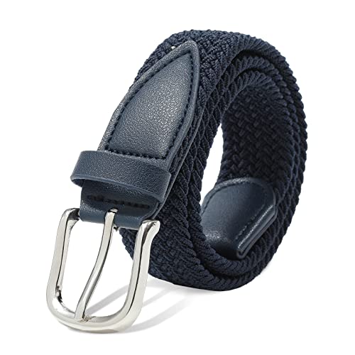 AWAYTR Kids Elastic Braided Belt - Pin Buckle Stretch Golf Baseball Belts for Boys and Girls Aged 4-12 Years (Navy blue) - Image 1