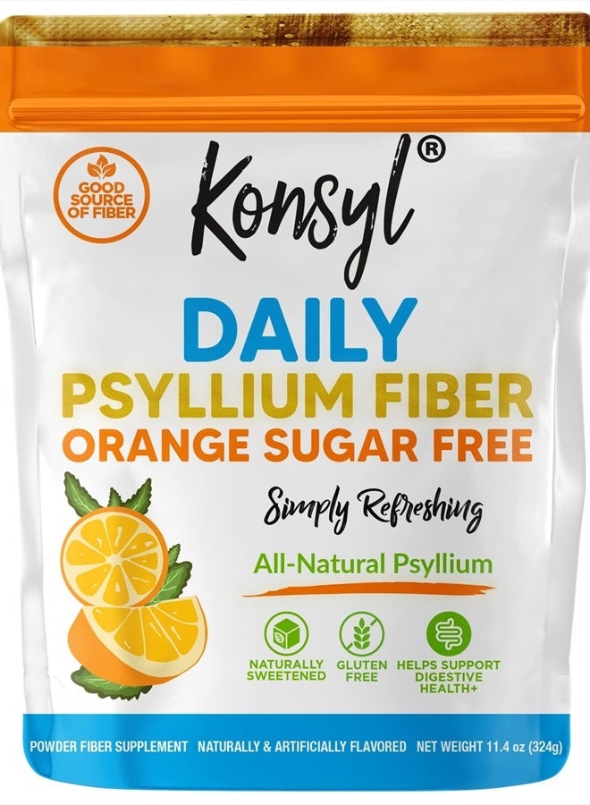 Konsyl ألياف السيليوم اليومية - بنكهة البرتقال - مسحوق قشور السيليوم 100% طبيعي - خالي من السكر وخالي من الجلوتين - 11.4 أونصة / 324 جرام - Image 1