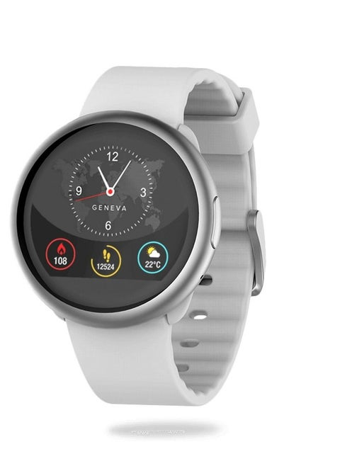 MyKronoz ZeRound2 Smartwatch with Circular Color Touchscreen - Silver/White