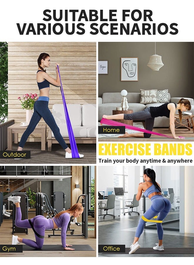 GROIC 8 Pack Resistance Bands Set, 5 Pcs Resistance Bands with 5 Resistance Levels  and 3 Pcs Elastic Exercise Bands for Workout Strength Training Yoga, Arms, Pilates, Full Body and Shoulders  - Image 5