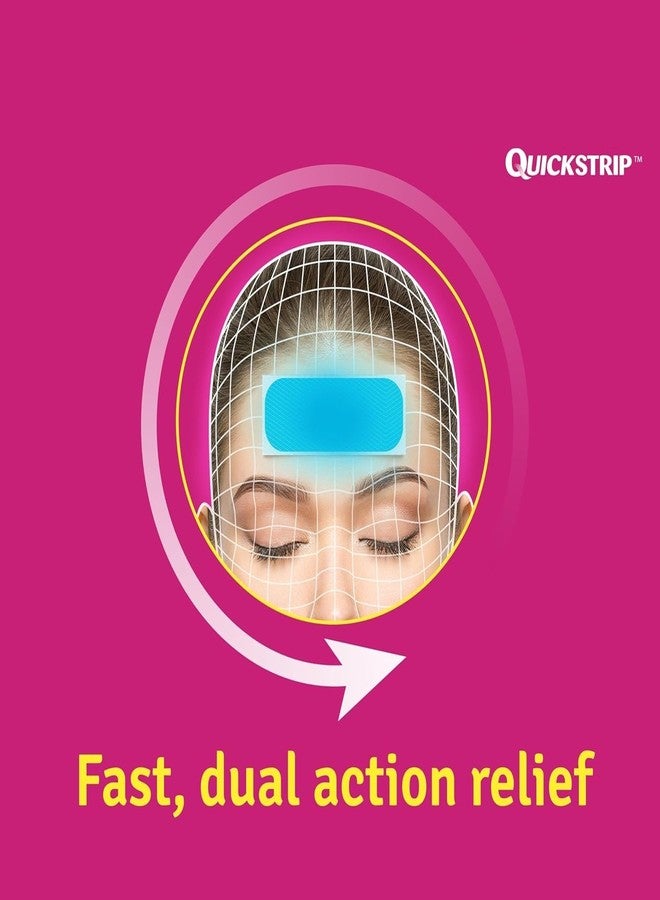 Drofail شرائط دروفيل لتخفيف الصداع النصفي - لصقة تبريد فورية للصداع، لتخفيف آلام الرأس والحمى والتوتر والصداع النصفي، وسادة جل لطيفة وآمنة على البشرة (عبوة من 4 قطع) - Image 3