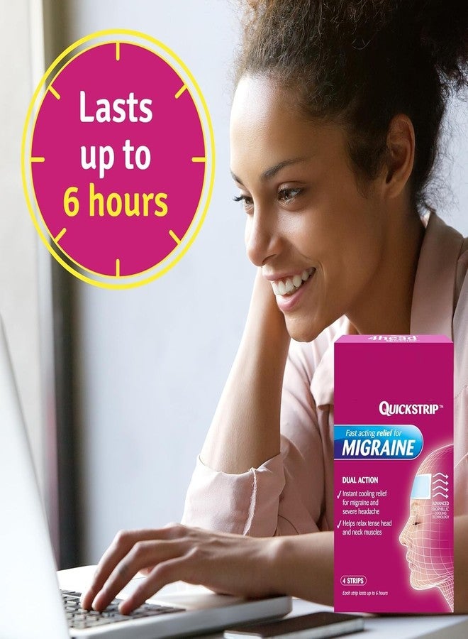 Drofail شرائط دروفيل لتخفيف الصداع النصفي - لصقة تبريد فورية للصداع، لتخفيف آلام الرأس والحمى والتوتر والصداع النصفي، وسادة جل لطيفة وآمنة على البشرة (عبوة من 4 قطع) - Image 2