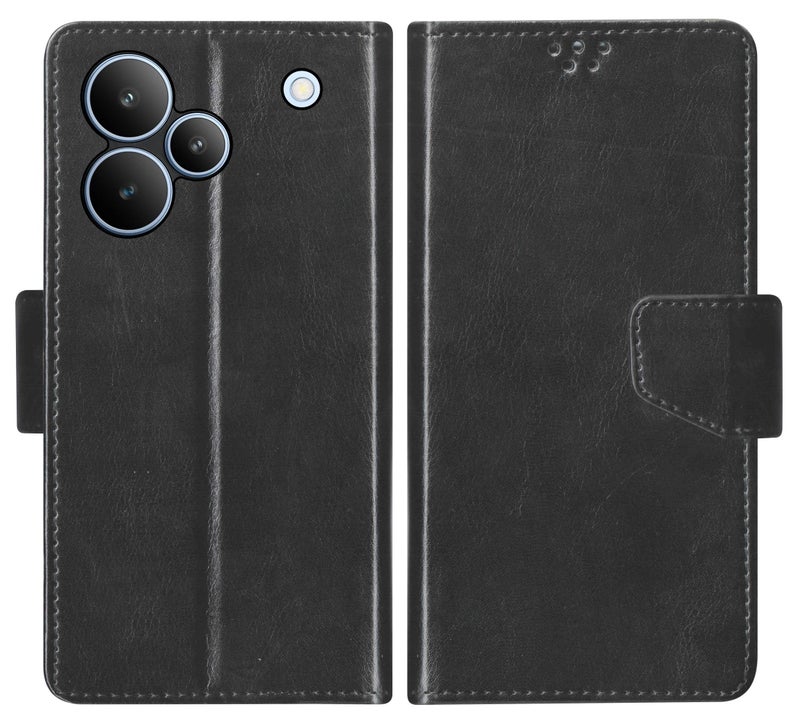 SBMS Flip Cover for Realme P4 5G (6.7-inch) Back Cover Case with Magnatic Closure | Inbuilt Stand | Card & Money Pocket (Black) - Image 1