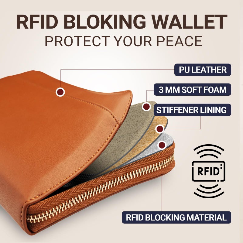 Apadi Family Passport Holder with AirTag RFID Passport Wallet Leather Travel Wallet Womens with Zipper Multiple Travel Document Organizer Holder for 4 6 Passport Cover Case Porta Pasaporte Familiar - Image 4