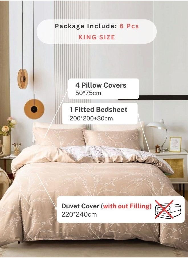 LUNA Home King size reversible Duvet Cover Set,  Pine Brown Color, Twigs Design  - Image 2