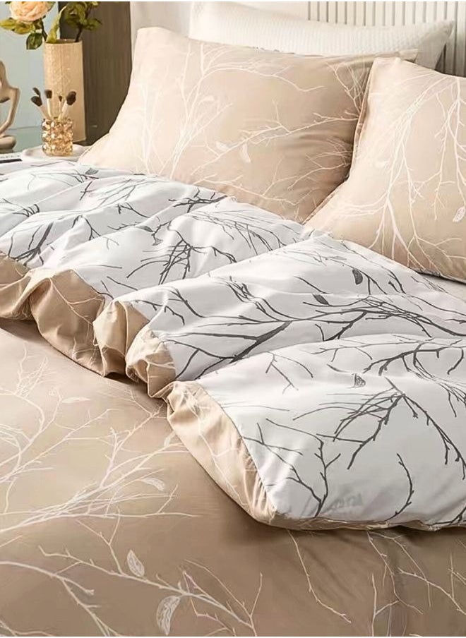 LUNA Home King size reversible Duvet Cover Set,  Pine Brown Color, Twigs Design  - Image 3