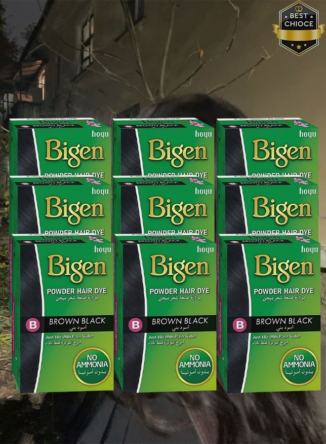 بايجن 9 قطع بودرة صبغ الشعر باللون البني والأسود مع الماء العادي بدون أمونيا 6 جرام - Image 1