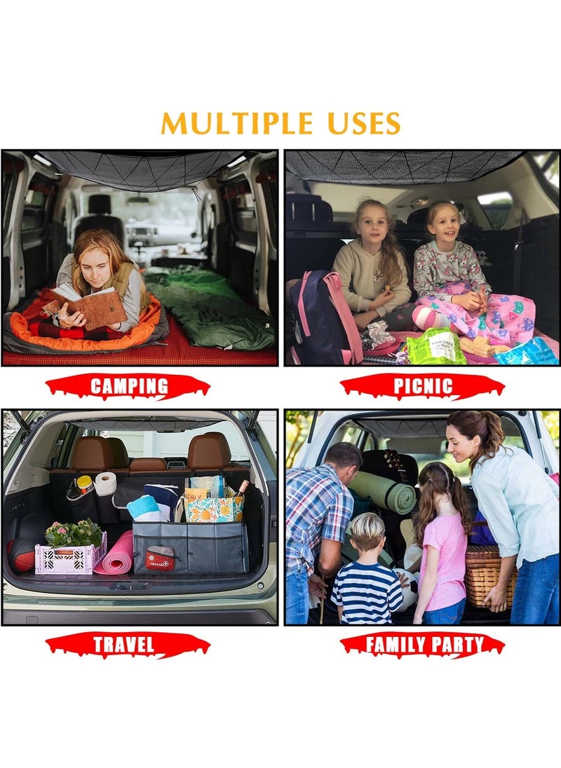 Chabeia SUV Roof Net Organizer, 90 x 65cm, Expandable, Versatile, 2-Tier, Mesh Storage, Adjustable D-ring Buckle, Car Roof Cargo Net, Universal Fit for SUVs, Reduces Sagging, Travel, Camping, Long Trips  - Image 3