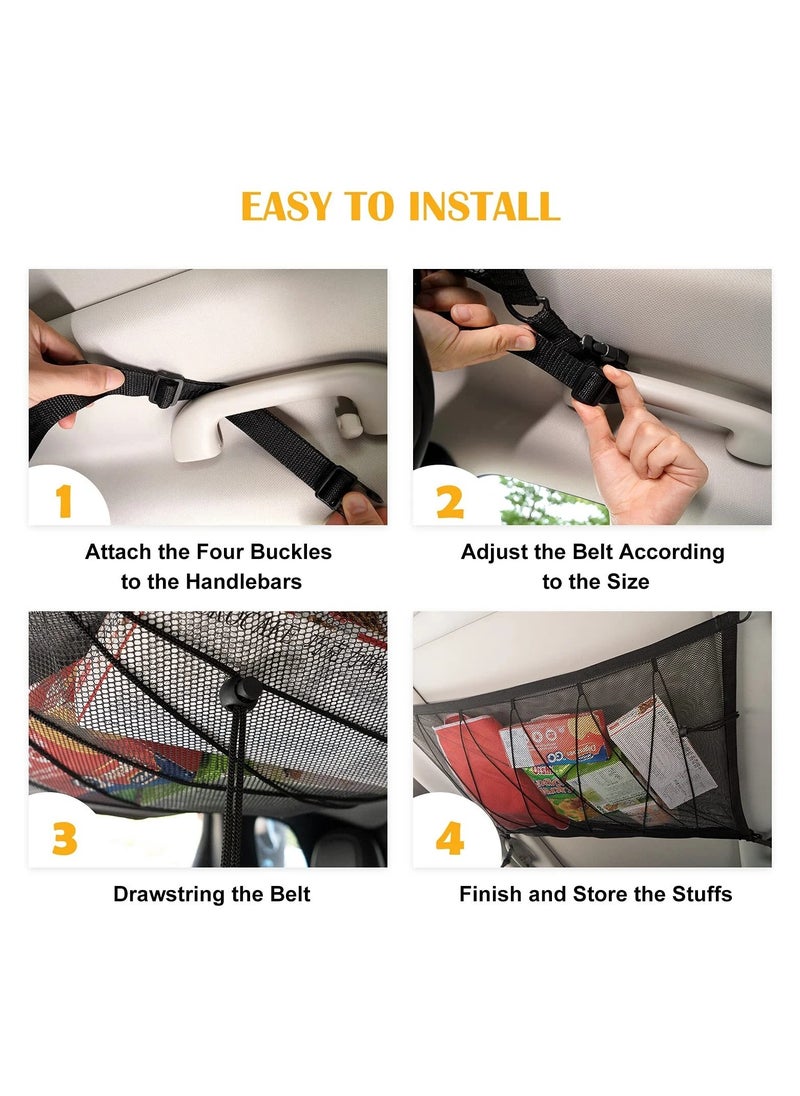 Chabeia SUV Roof Net Organizer, 90 x 65cm, Expandable, Versatile, 2-Tier, Mesh Storage, Adjustable D-ring Buckle, Car Roof Cargo Net, Universal Fit for SUVs, Reduces Sagging, Travel, Camping, Long Trips  - Image 5
